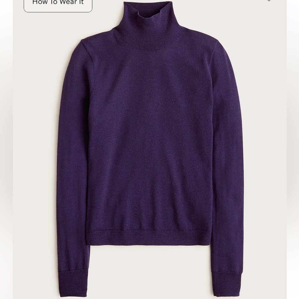 J crew dark purple Carolyn turtleneck sweater in merino wool